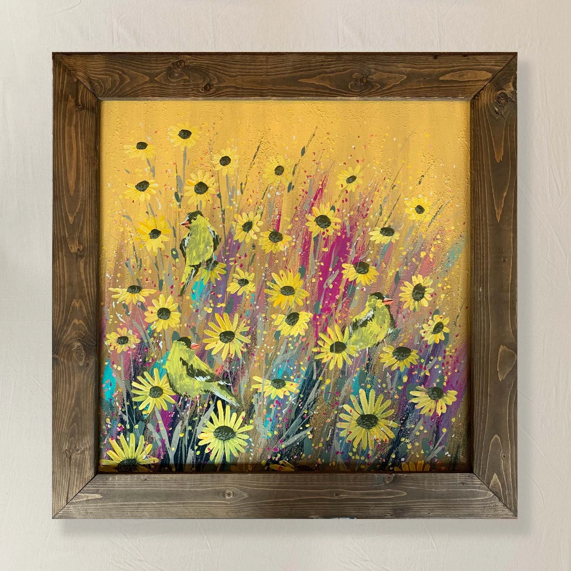 Sunflower Finches - 32" x 32"