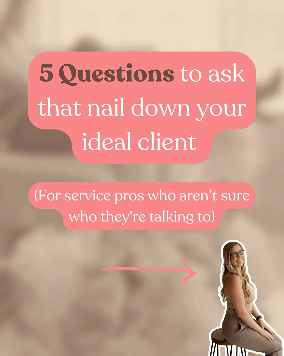 Every message, offer, and piece of content you create ties back to your ideal client.

How on earth can we expect to build a sustainable marketing strategy if we have no idea who we're selling to???

The answers to these 5 questions will define your 