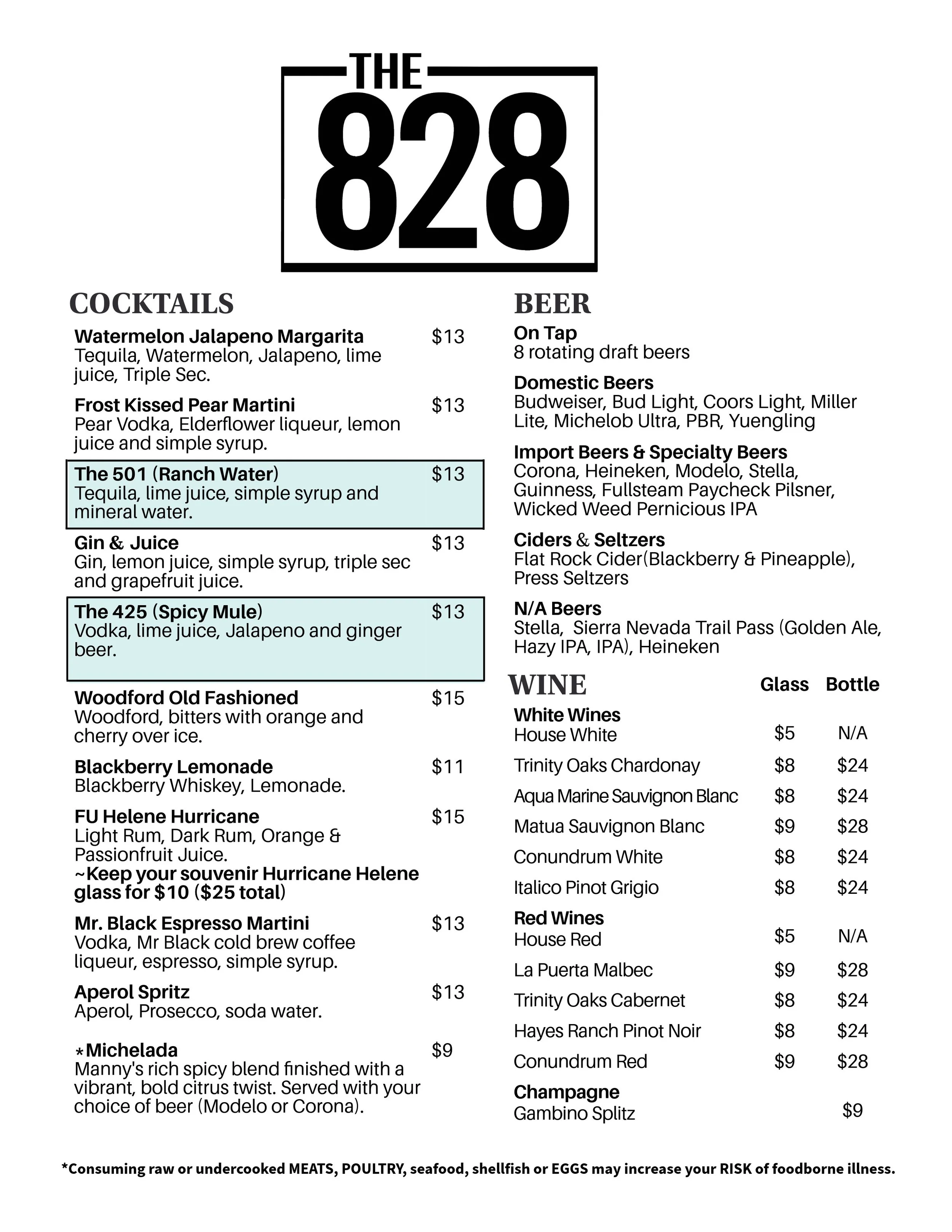 Drinks — The 828