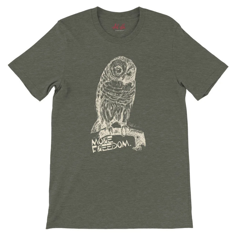 Owl Wisdom "More Freedom" T-Shirt ivory print