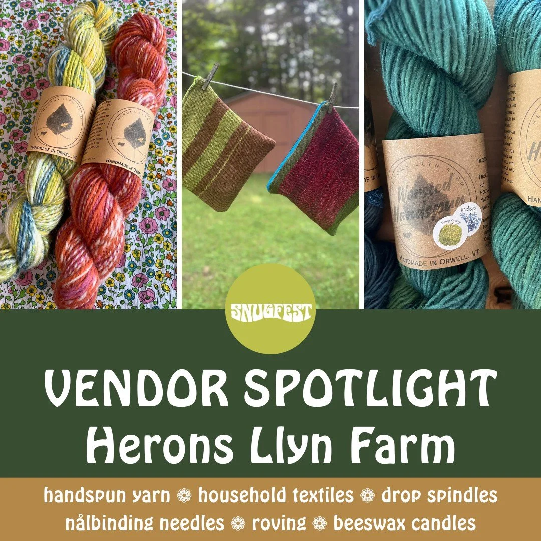 🌸 Vendor Spotlight 🌸 

Herons Llŷn Farm is a sustainability and textile education focused farm in Orwell, VT. All our products are handmade here on the farm using natural dyes, wool sourced from both our own sheep and regional sources as well as fi