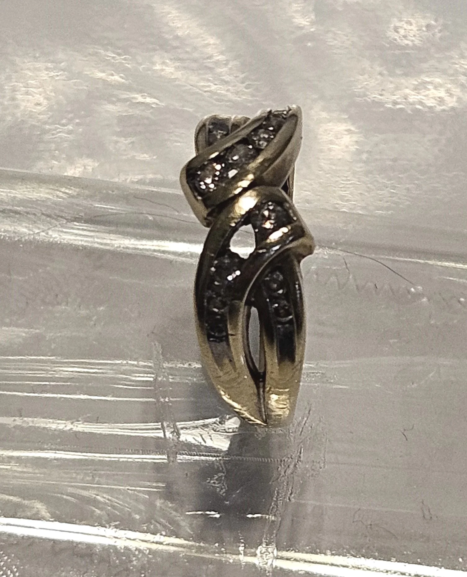 Wedding band with missing diamond