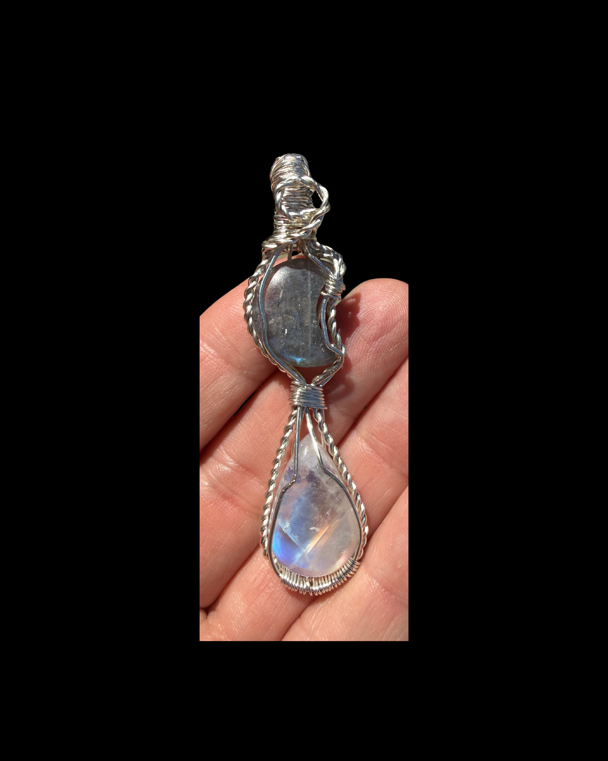Labradorite and Rainbow Moonstone Pendant