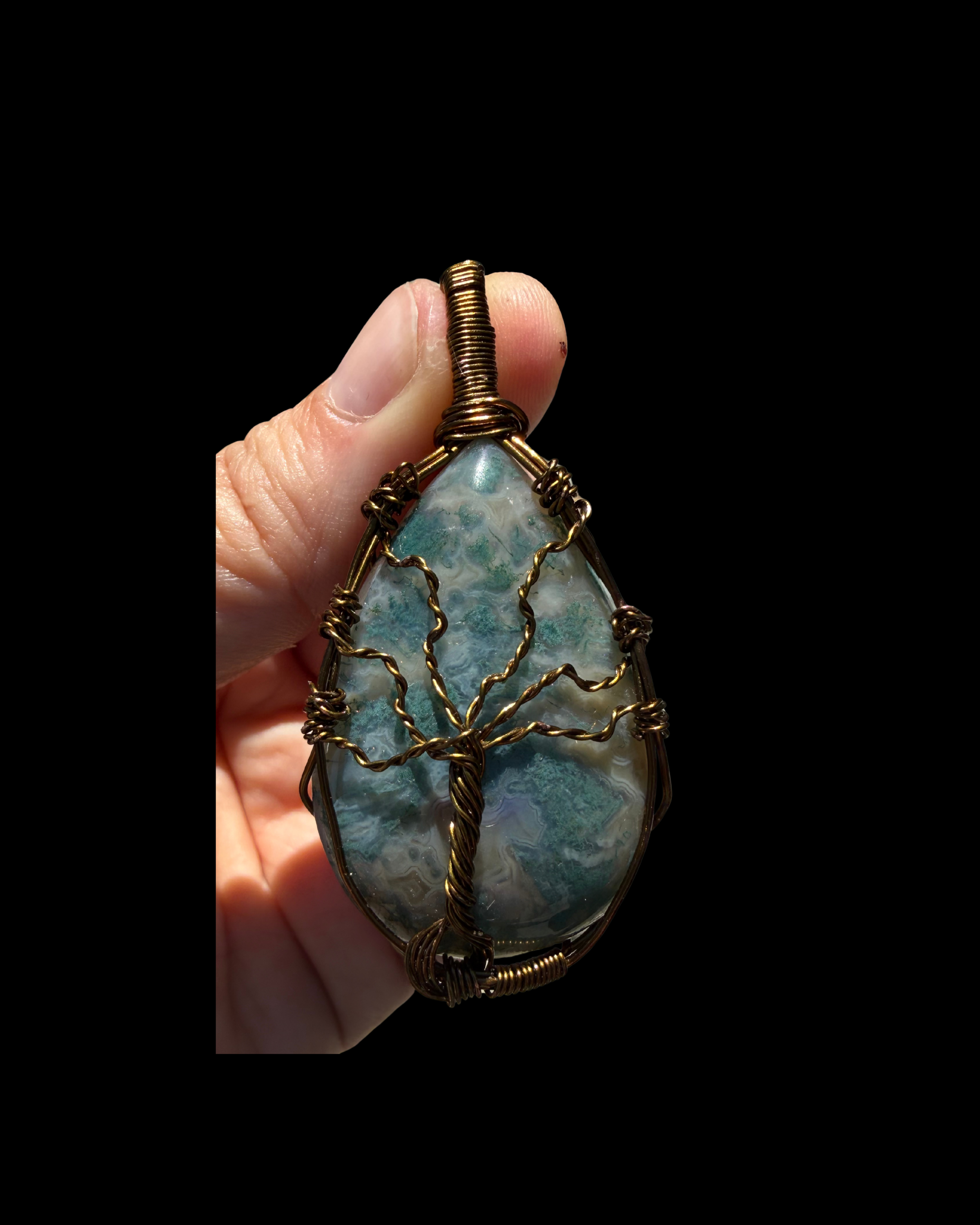 Moss Agate Tree of Life Pendant