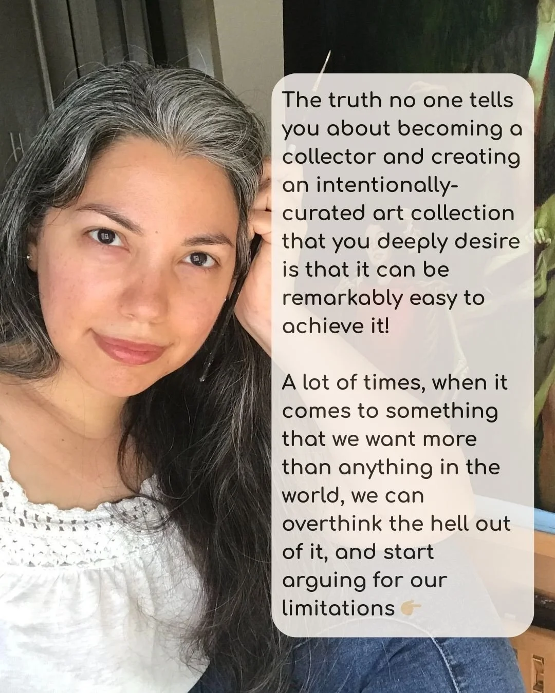 The truth no one tells you about becoming a collector and creating an intentionally-curated art collection that you deeply desire is this ✨👉🏼

Ready to make this mindset shift for yourself and start your journey of creating the beautifully curated 