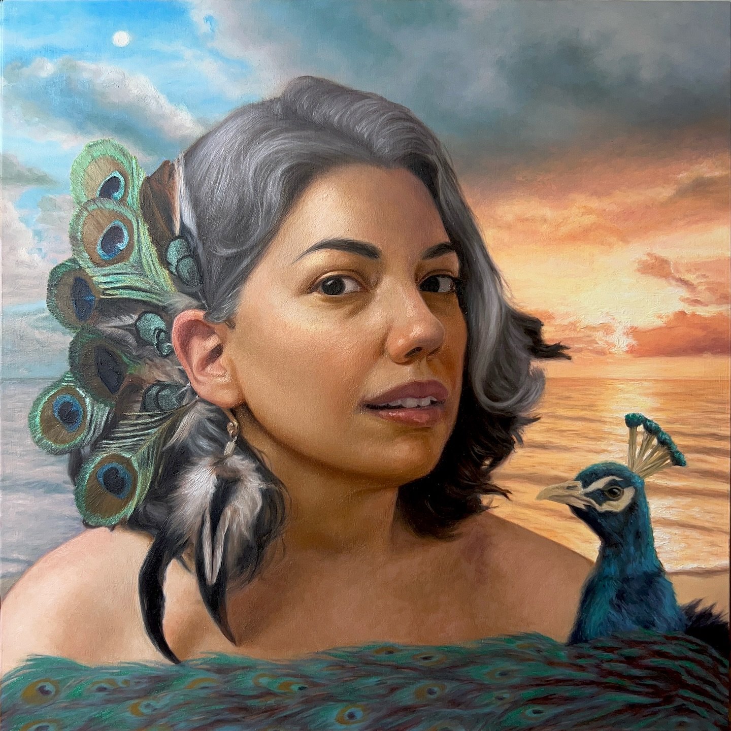 The &lsquo;Space Between Breaths&rsquo; is one of the first pieces where I started to go more surreal in my work. 

Sometimes with paintings, you don&rsquo;t really know the meaning behind it until after you paint it. 

I wasn&rsquo;t consciously thi