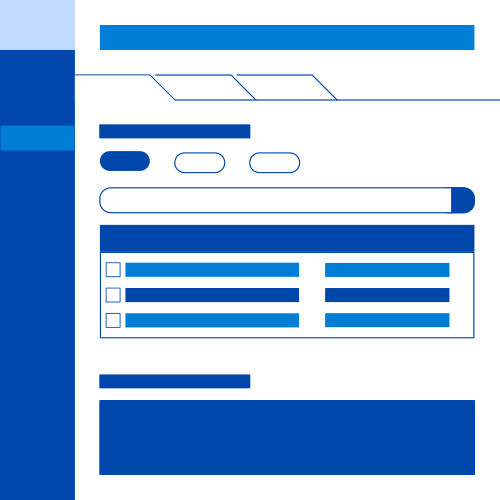 A screenshot of a data form or survey with checkboxes and bars for responses, primarily in shades of blue and white.
