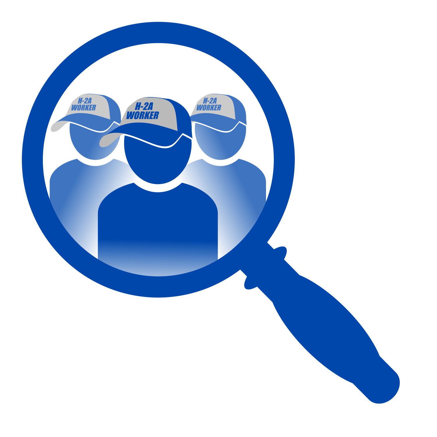 Close-up of three H-2A Worker caps on a dark background.