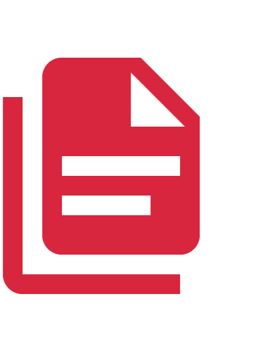 Icon of a red document with a folded corner and text lines, indicating a document or file.