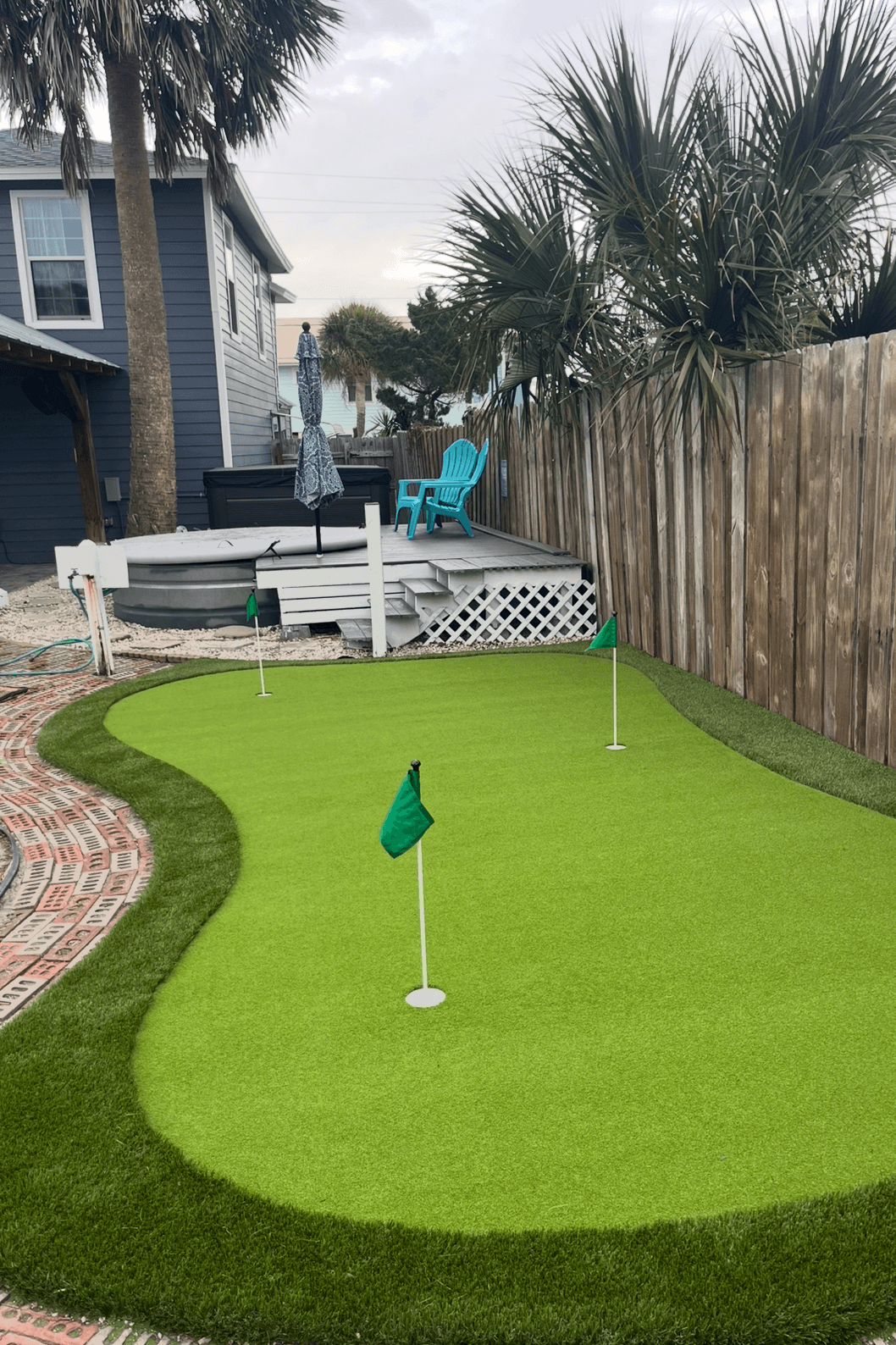 Backyard putting green with artificial turf — Ponte Vedra Beach FL installation