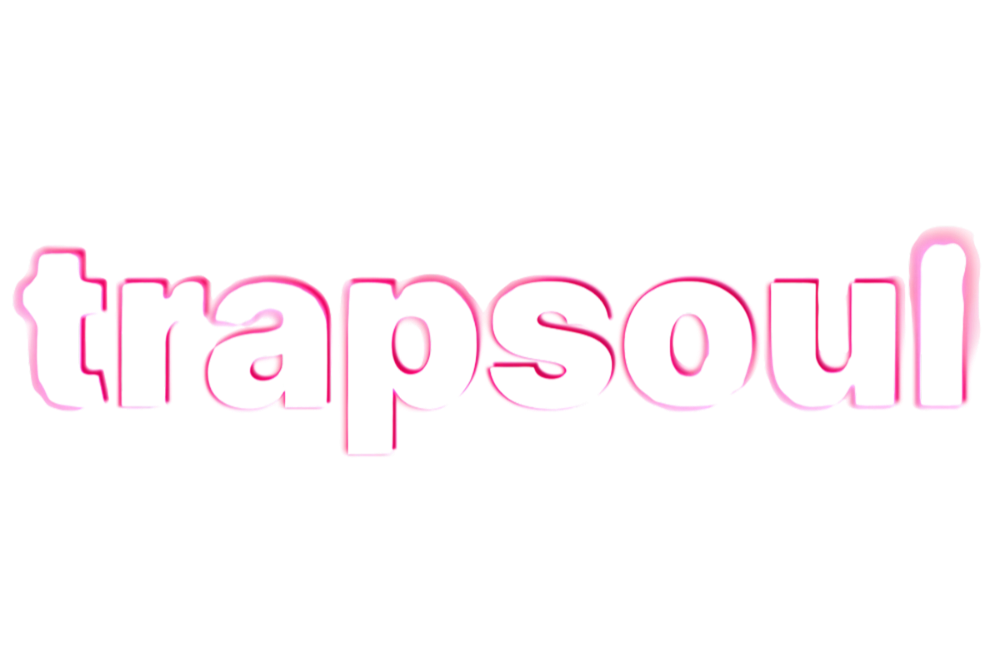 Close-up of a neon pink sign spelling "trapsoul" with a glowing effect on a white background.