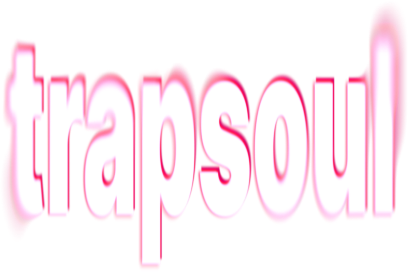 Close-up of a neon pink sign spelling "trapsoul" with a glowing effect on a white background.