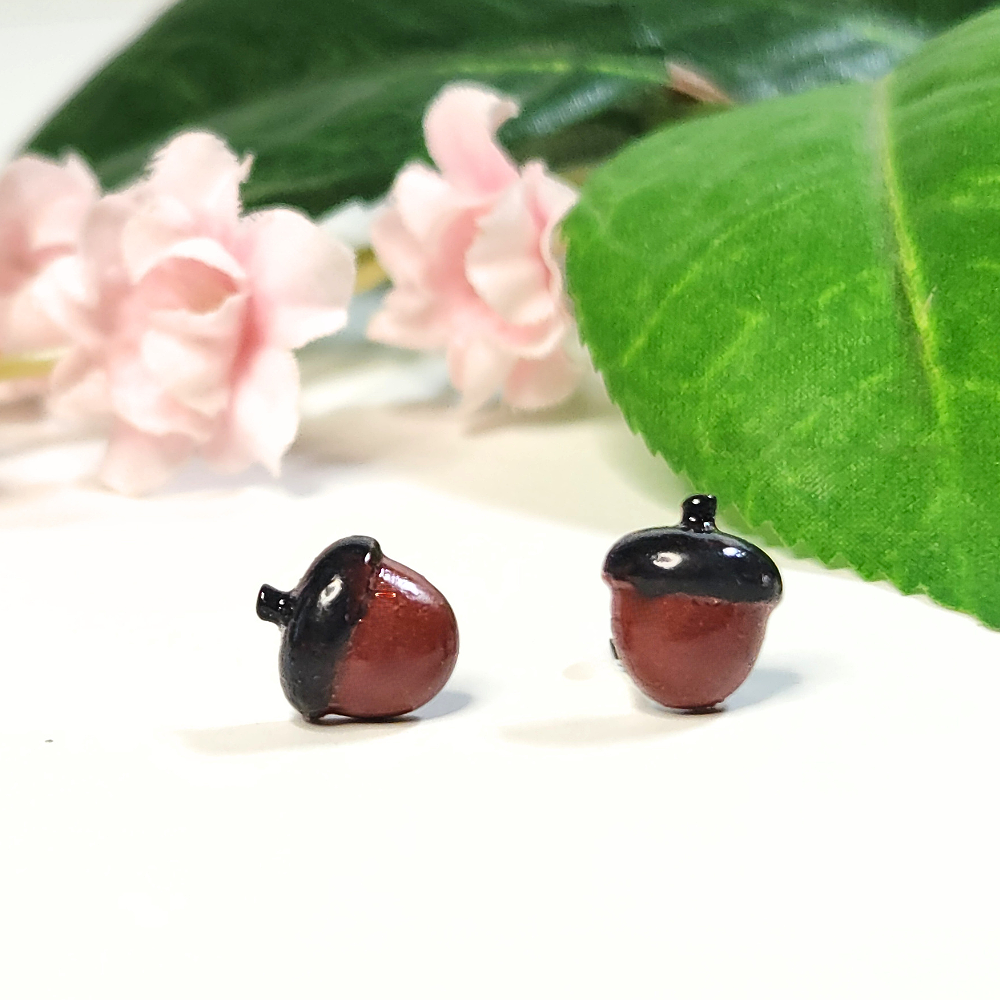 Mini Clay Acorn Studs