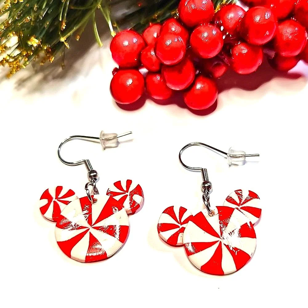 Micky Mouse Peppermint Candy Earrings