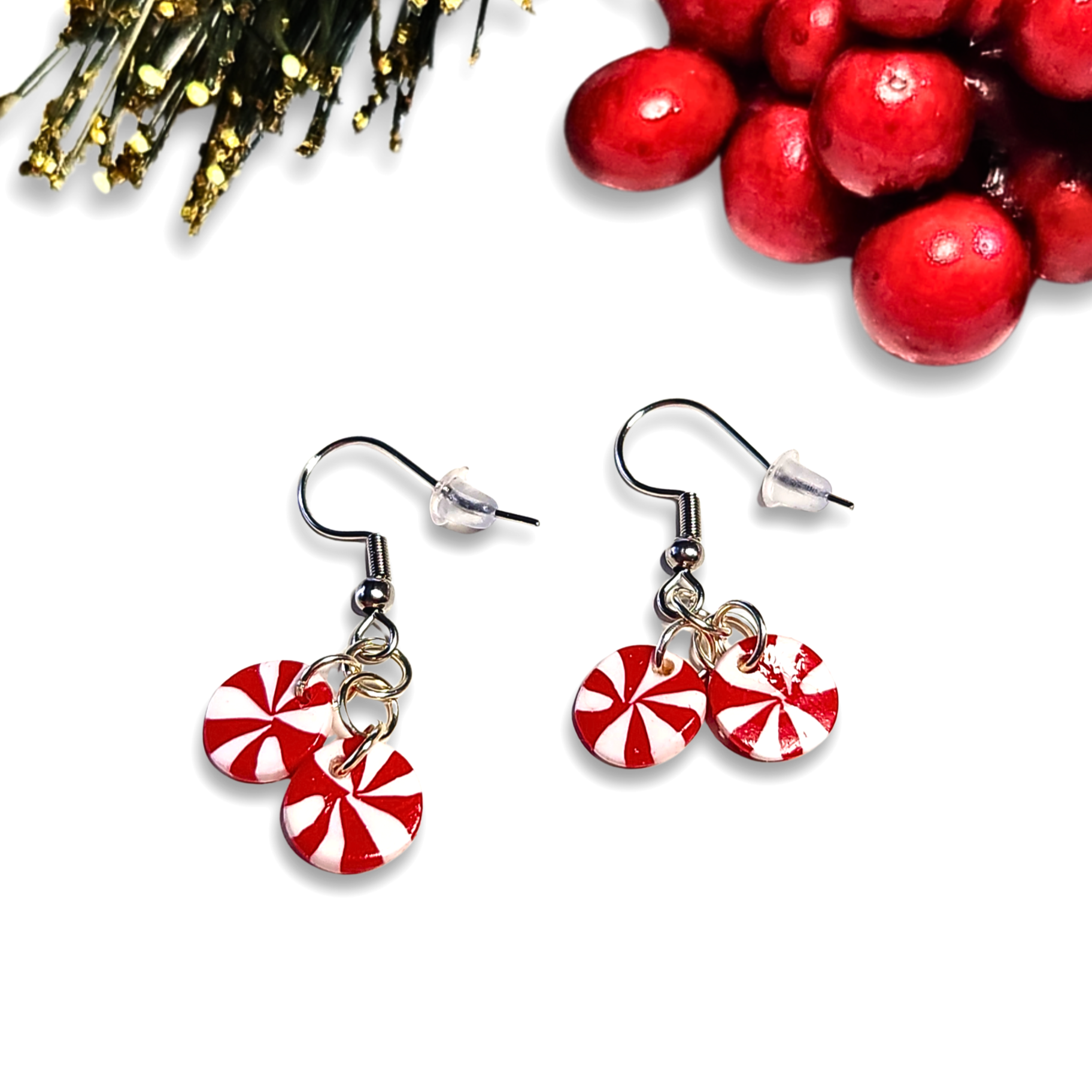 Double Peppermint Candy Dangle Earrings