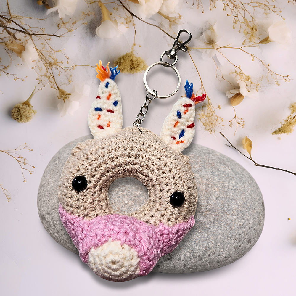 Crochet Lama doughnut bag charm