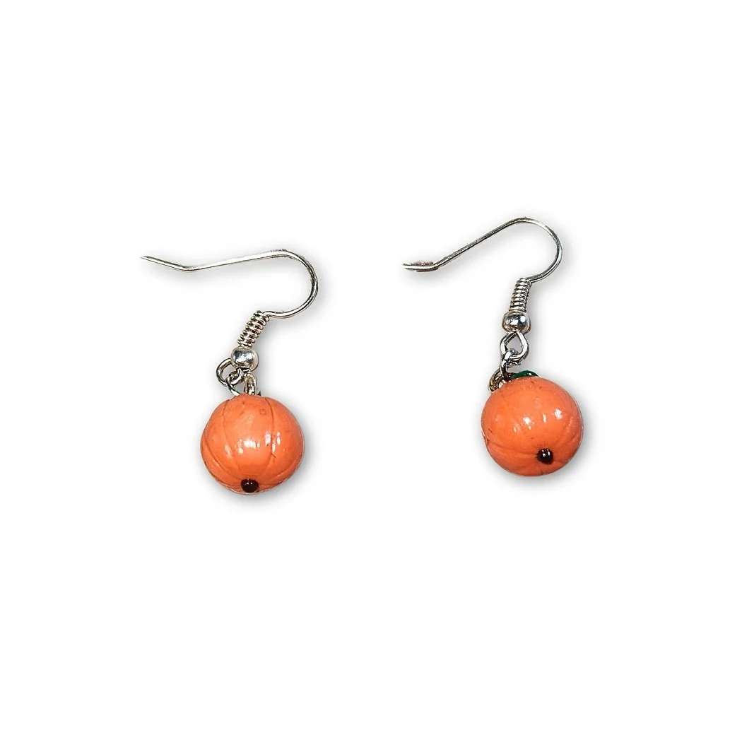 Mini hand shaped Pumpkin dangle earrings