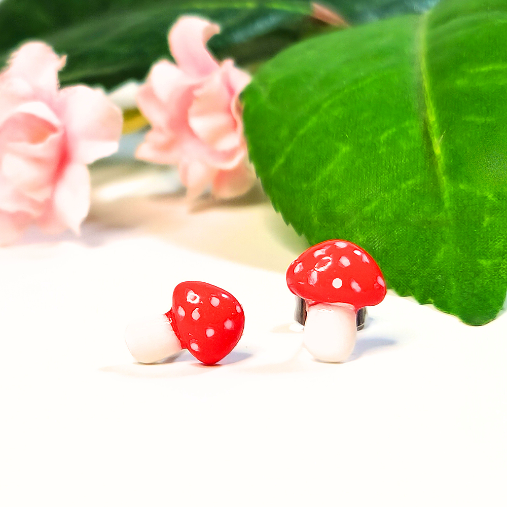 Mini Clay Toadstool Mushroom studs