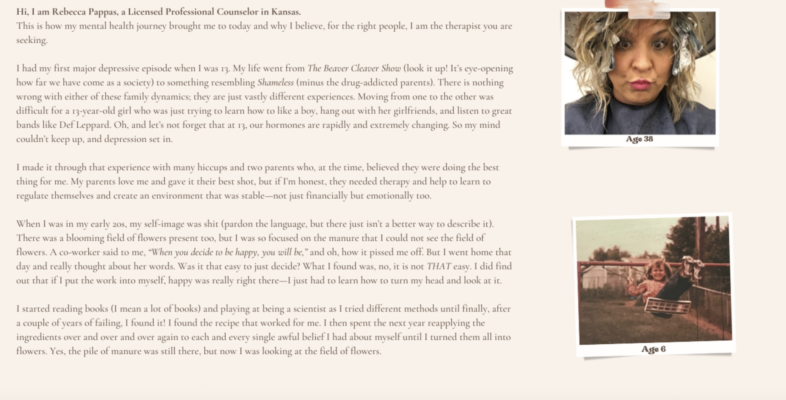 A vulnerable self description of a therapists life journey to healing herself and overcoming emotional distress.