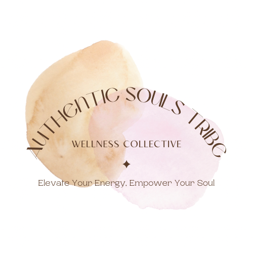 Logo for Authentic Soul Tribe Wellness Collective with watercolor background and the tagline 'Elevate Your Energy. Empower Your Soul.'