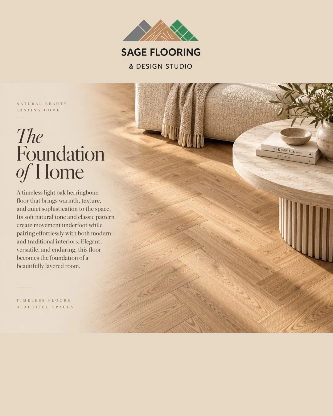 Sometimes the floor is the design. 🤍

There&rsquo;s something about herringbone hardwood that instantly gives a room character and charm. The pattern adds movement and interest, while this warm natural finish keeps the overall look relaxed, timeless