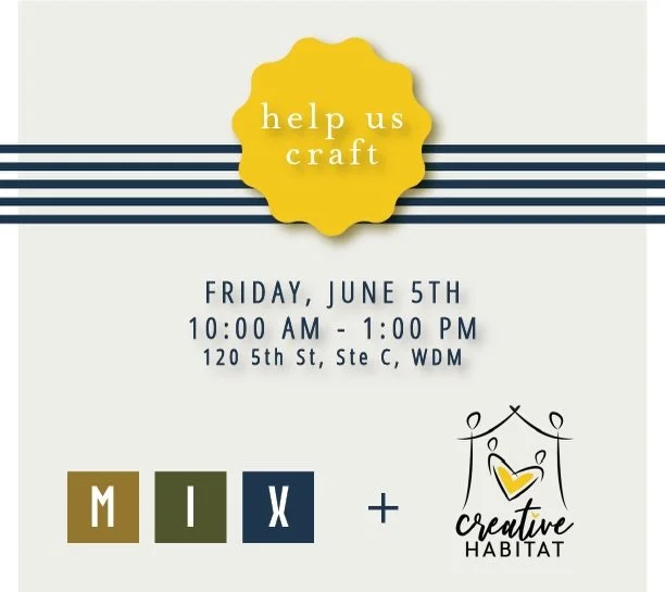 Come by tomorrow between 10:00 AM and 1:00 PM to help @flutterupdesigns1 and @creativehabitatmoms prep crafts for the @dsm_childrens museum booth at the @desmoinesartsfestival!

No special skills or supplies needed.  Just pop in for a short bit or ha