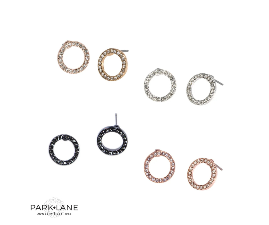 Sparkling hematite Roo Eternity Stud earrings with premium crystal accents for a classic Southern look