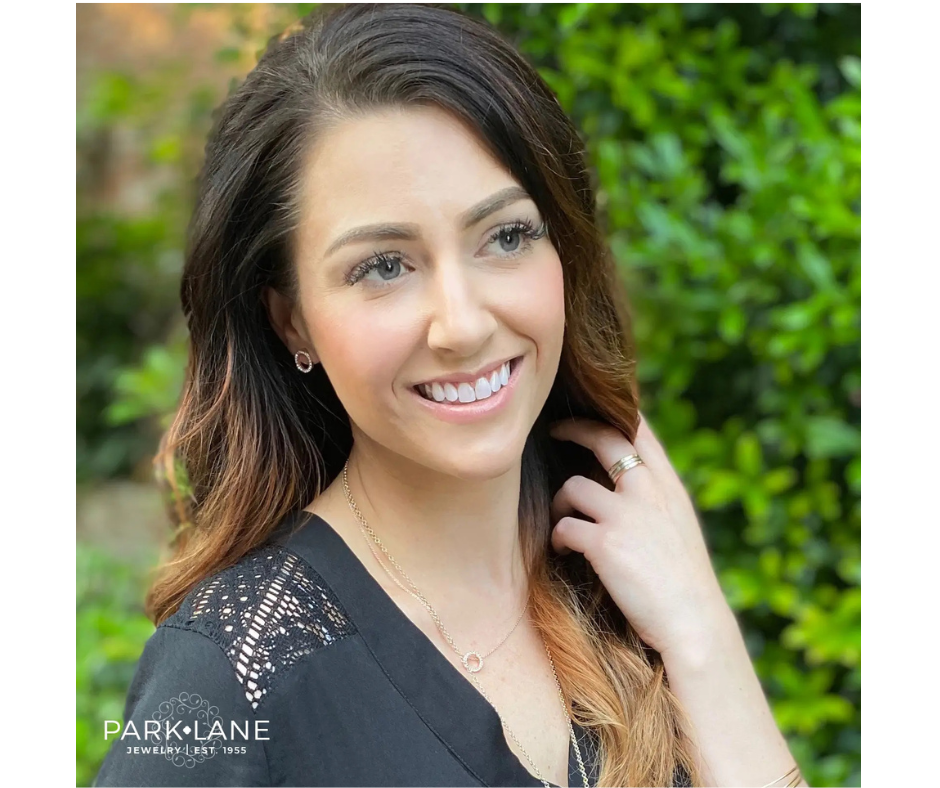 Sparkling gold Roo Eternity Stud earrings with premium crystal accents for a classic Southern look