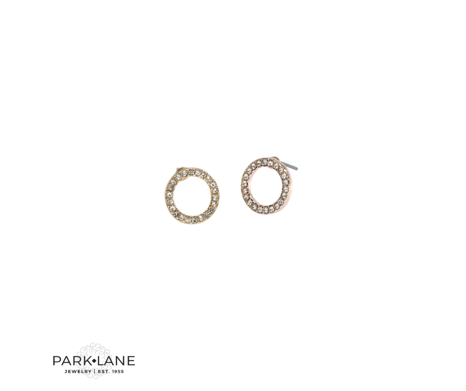 Sparkling rose gold Roo Eternity Stud earrings with premium crystal accents for a classic Southern look