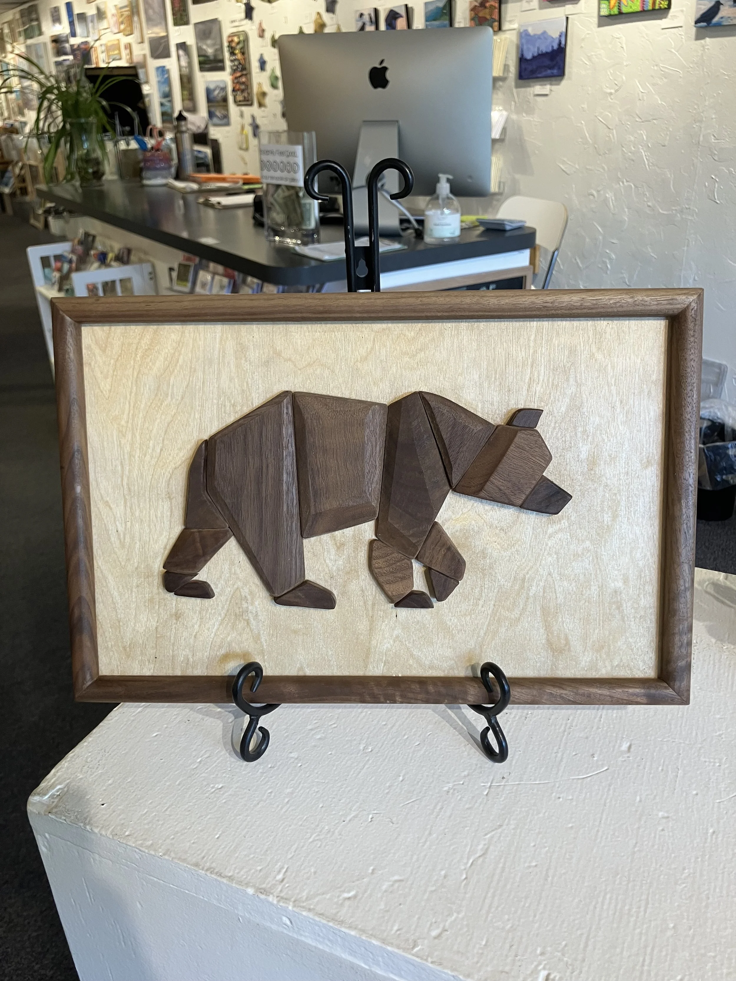 Bear made of walnut.