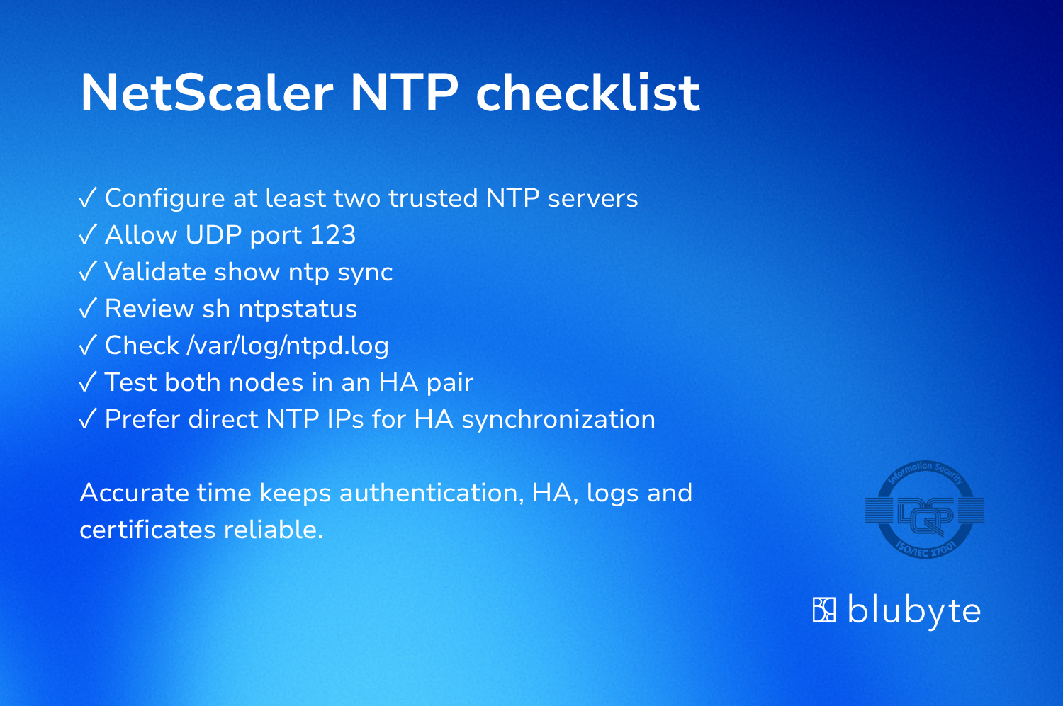 How to configure and troubleshoot NTP on NetScaler (Citrix ADC)