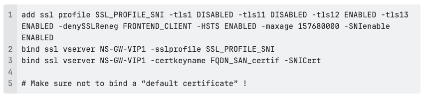 Example NetScaler SSL configuration
