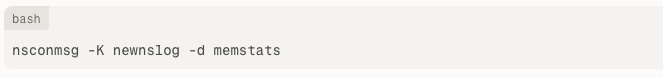 memstats command analyzing memory statistics from newnslog file