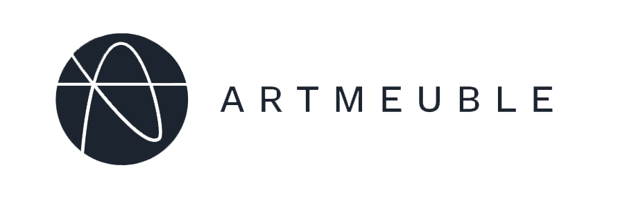 Logo de Art Meuble, un cercle avec des lignes abstraites et le texte 'ART MEUBLE' à côté.