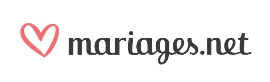 Logo avec un cœur rouge suivi du texte 'mariages.net' en noir