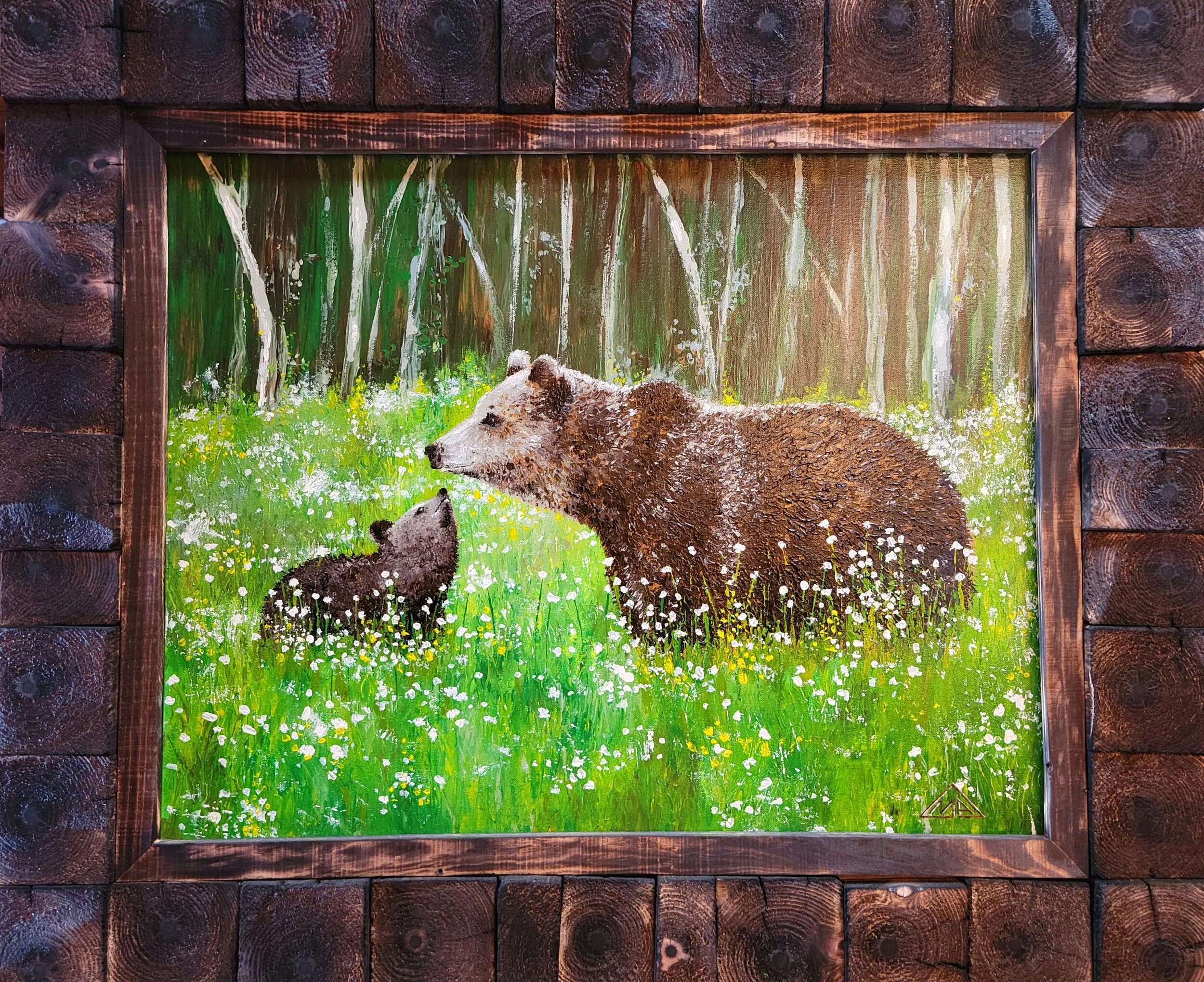 Mama Bear and Her Cub 28"x22" Acrylic on canvas
