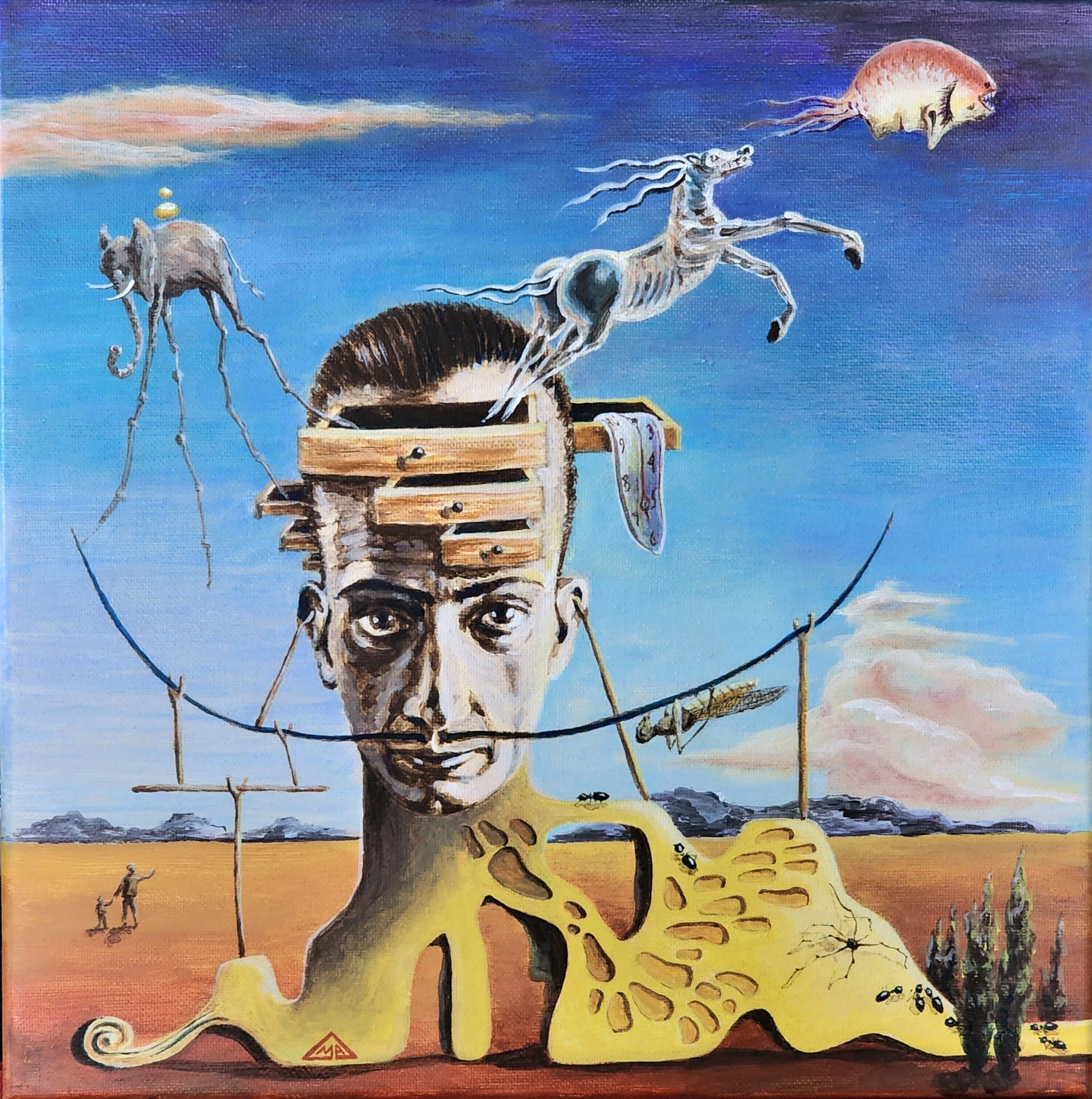 Thinking of Dali Thinking 12"x12" Acrylic on Canvas