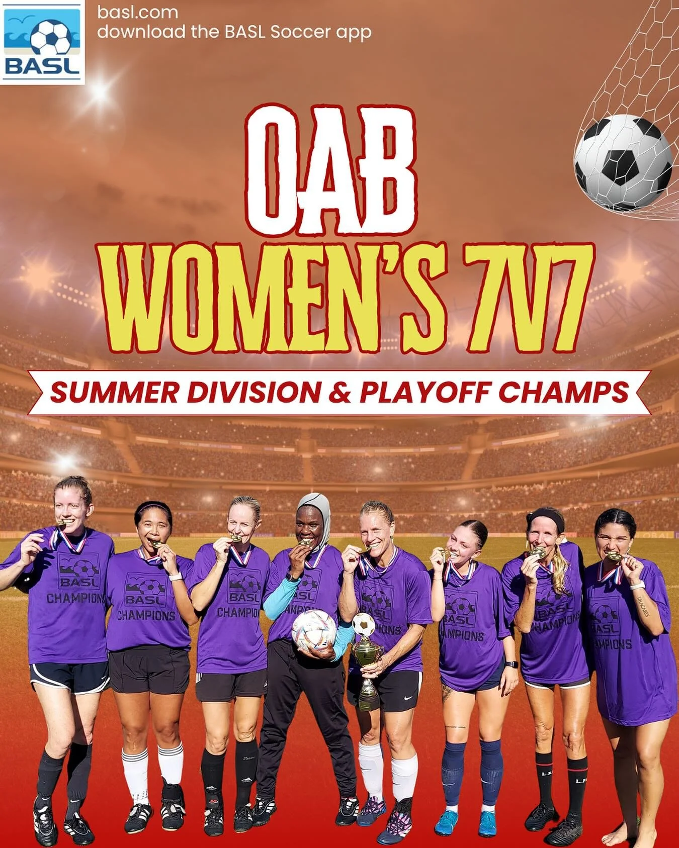 🏆🔥⚽️ Women&rsquo;s 7v7 Summer &lsquo;25 - OAB 🤩 7x Division champs &amp; 6x playoff champs ! 

The Fall season for Women&rsquo;s 7v7 will be Starting on August 24th! 

Do you have a team ready to play or are you looking for a team to join? Sign up
