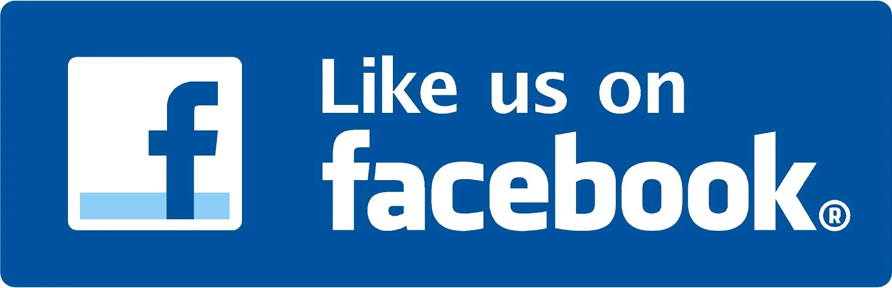 Facebook logo with text encouraging users to like the page, saying 'Like us on Facebook'.