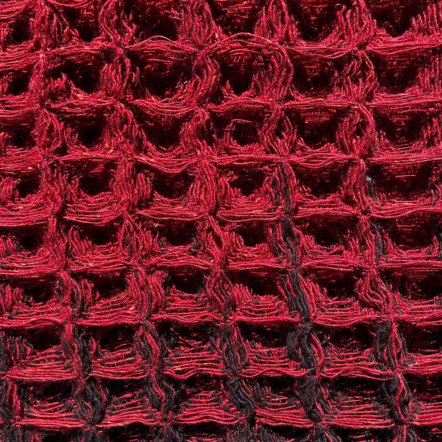 Soft Log Honeycomb Weave
Inspired by the cracking texture of the combusting log, this blanket is woven over 24 shafts using space-dyed #donegalwool 
It’s made up using three different sizes of honeycomb, which mimics the varying sizes/irregula