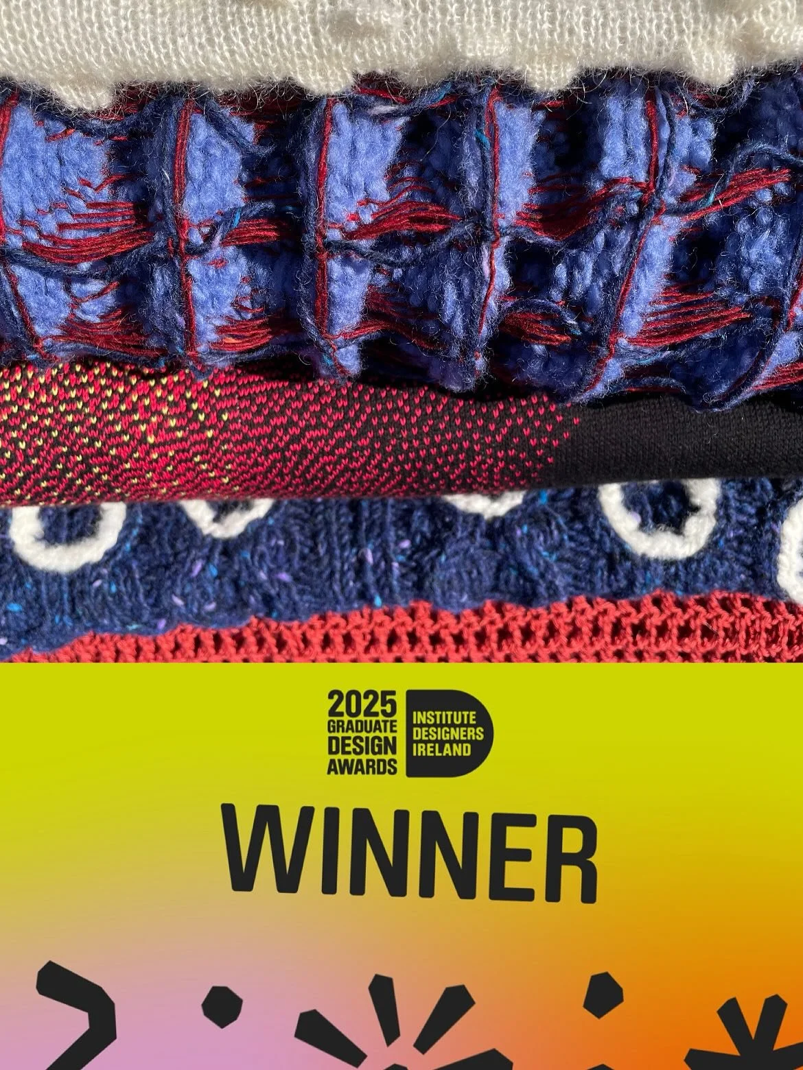 Awarded winner in the textiles category at the Institute of Designers Ireland Graduate Awards! Thank you @idi_ireland for acknowledging my work and giving a lovely wee trophy 🕺
So cool to see so many talented people and their work in print all aroun