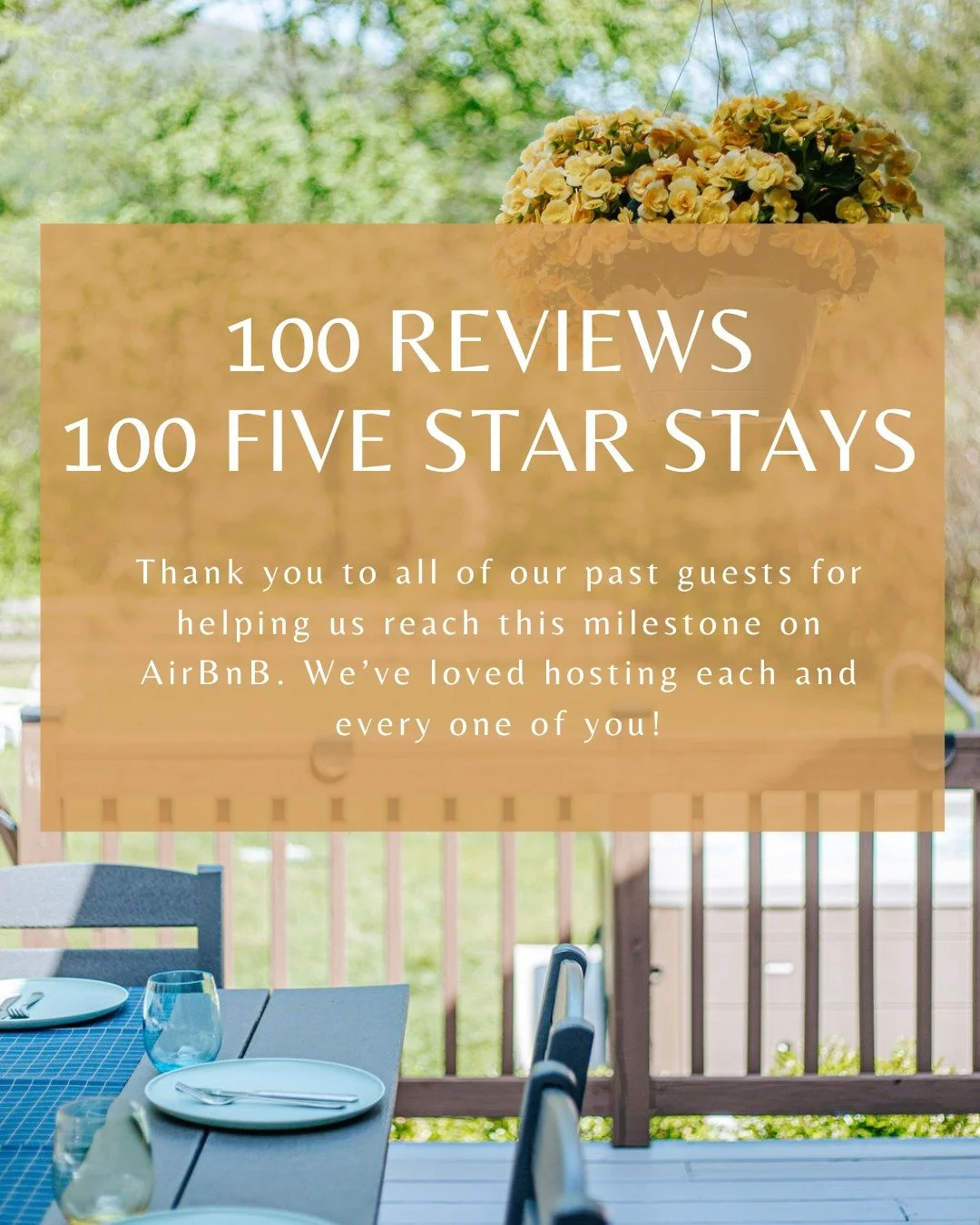 ✨ 100 Reviews. 100 Five-Star Stays. ⭐⭐⭐⭐⭐

We&rsquo;re incredibly grateful to have reached a milestone that means so much to us: 100 five-star reviews and a perfect 5.0 rating.

Thank you to every guest who has stayed with us and shared such kind fee