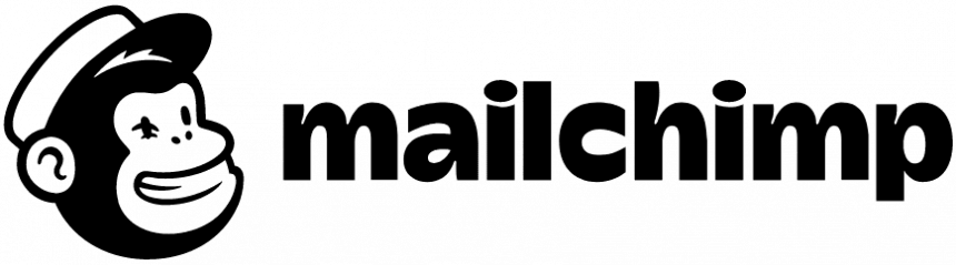 Mailchimp logo featuring a cartoon monkey face wearing a hat next to the word 'mailchimp'