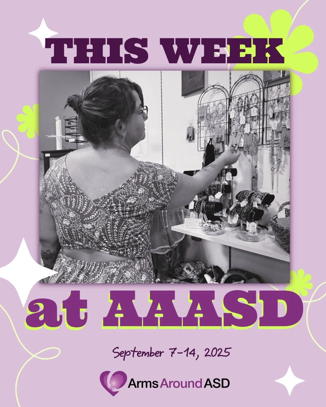 Here's what is coming up this week at Arms:

Monday, 9/8
11:00am-1pm: ASL Tutoring with Elizabeth &ndash; BY APPOINTMENT
11:00am-12:30pm: Reiki with Brooke
2:00pm: Garden Group with Babs
6:30pm: Q&amp;A &ldquo;Queer &amp; Autistic&rdquo; with Scout &