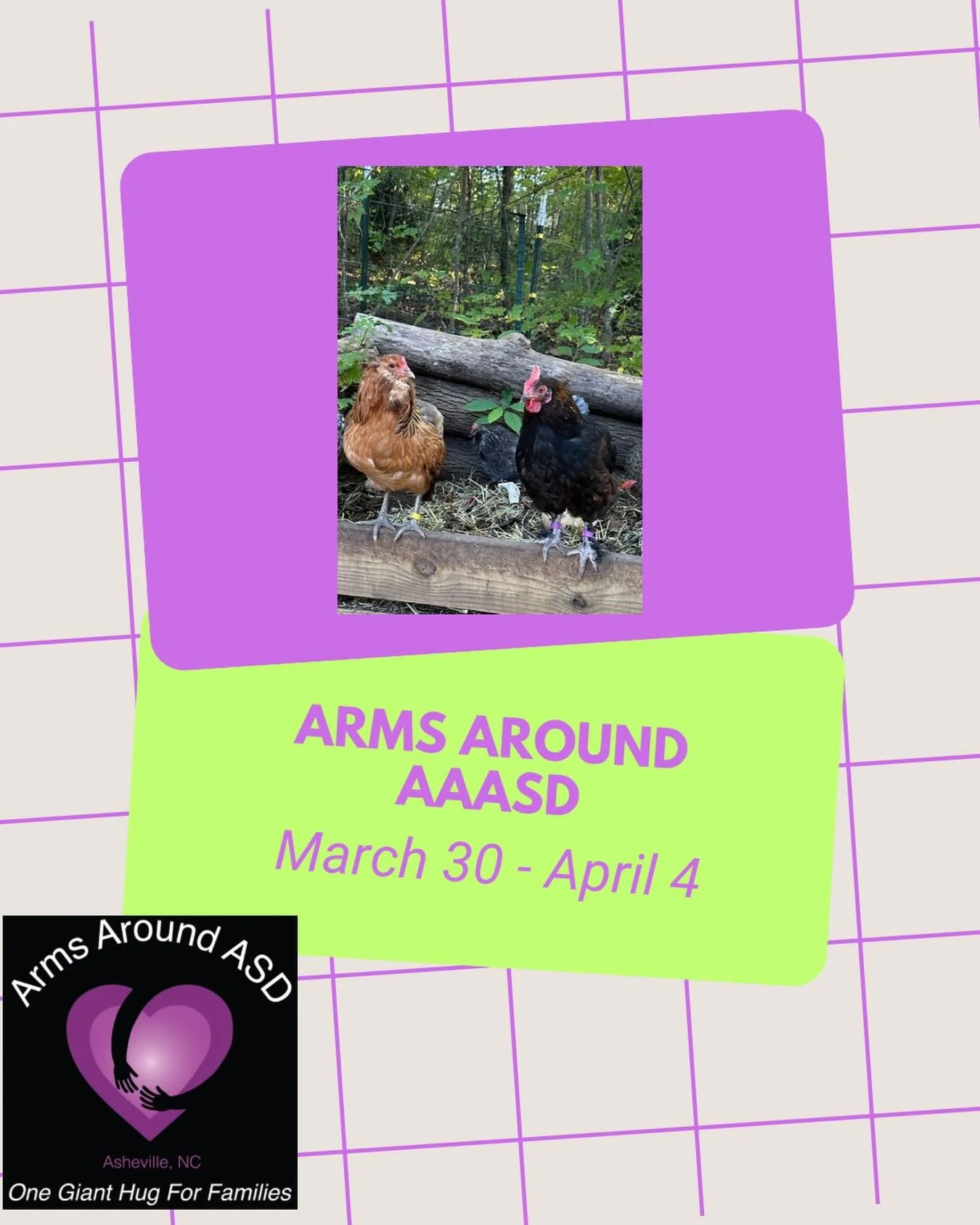 When the weather teases us, head to Arms Around ASD for all kinds of activities in a climate controlled environment. And, it&rsquo;s more fun to do things with friends 💜
Here&rsquo;s everything that&rsquo;s going on from Monday, March 30 through Sat