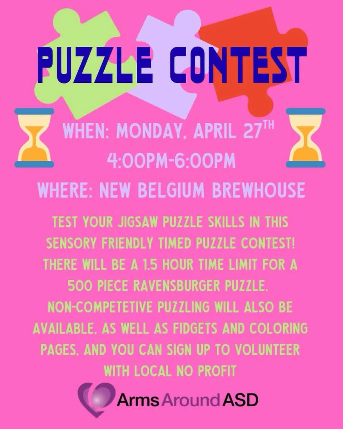 Okay puzzlers! Can you complete a 500 piece Ravensburger puzzle in an hour and a half? If so, you might win. Monday, April 27 from 4-6pm, @newbelgium_avl is hosting a sensory friendly timed puzzle contest in their brewhouse. It&rsquo;s way too much f