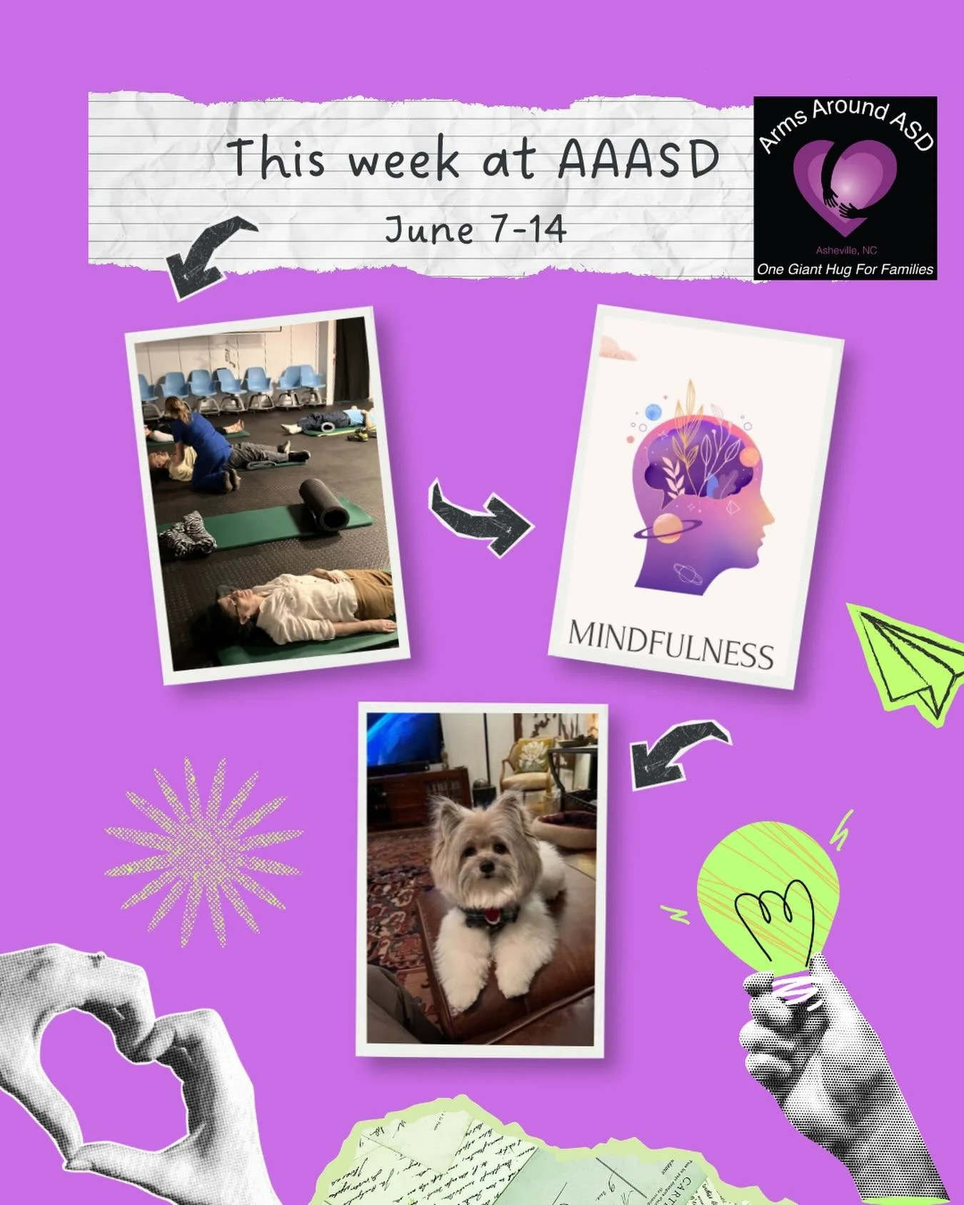 It&rsquo;s another fantastic week at Arms Around ASD - Virtual somatic breathing, dental and health screenings, acupuncture, health coaching for caregivers, mindfulness, book club and the list goes on. Join us
6/7 through 6/14 💜

SUNDAY 6/7
5:00 VIR