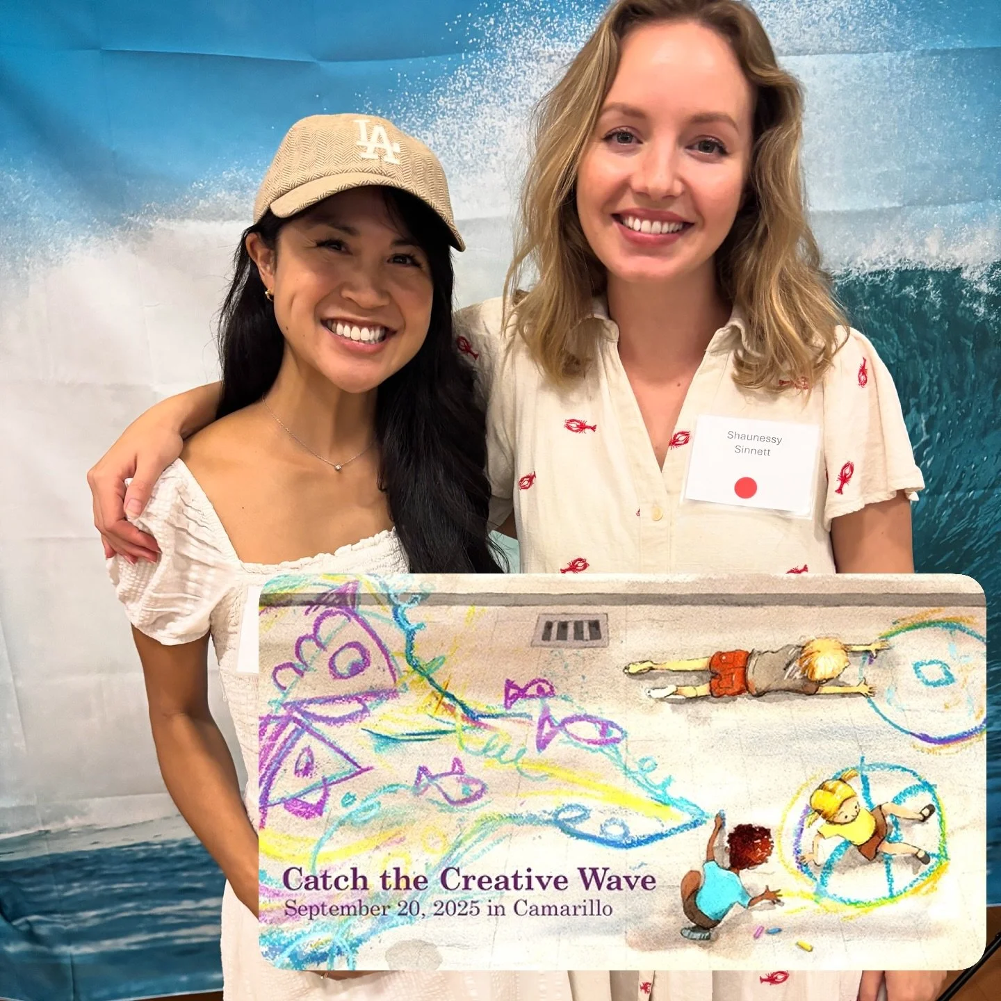Loved &ldquo;catching the creative wave&rdquo; (and catching up w my #pbrisingstars buddy!) with all these lovely and talented authors at SCBWI CenCal&rsquo;s 2025 Writers &amp; Illustrators Day 🤗✍🏼❤️🌊 @shaunessywrites @annsukwang @authoramyduchen