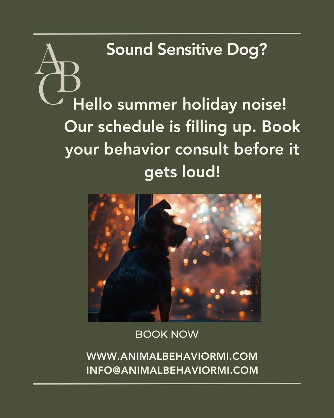 Loud noise is scary! 
We can help your sound sensitive dog now be not so scared this summer. 

#animalbehaviorconsultantsofmichigan #reactivedogtraining #soundsensitivedogs #familydogs #rescuedismyfavoritebreed #shelterdogs #dogbehavior