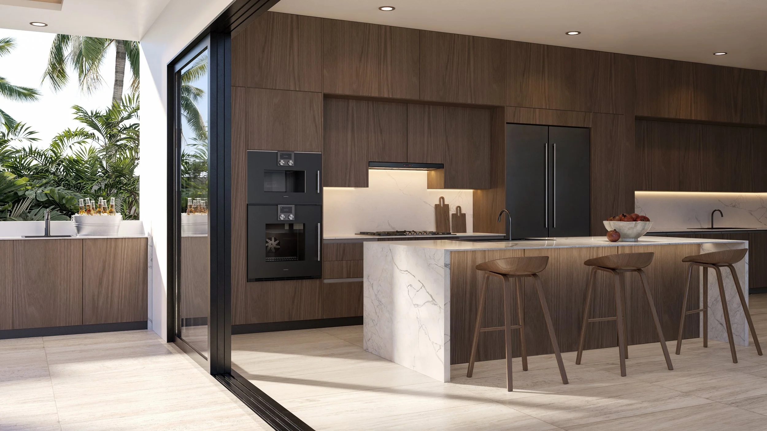 Sereno - Kitchen Front View Walnut Option 4K.jpg